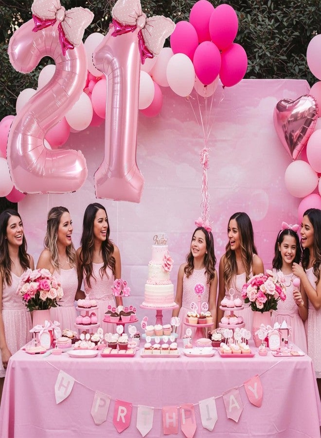 Vuzvuv 40 Inch Pink Bow Balloons Huge Foil Pink Number Balloon No.1 for Birthday Party Decoration, Mini Bowtie Balloon for 1st Birthday Baby Shower Anniversary - Image 4